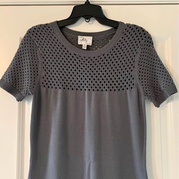 NWOT-Women's Designer Milly Gray Short Sleeve Knit Dress Size  M Never worn - Picture 3 of 6